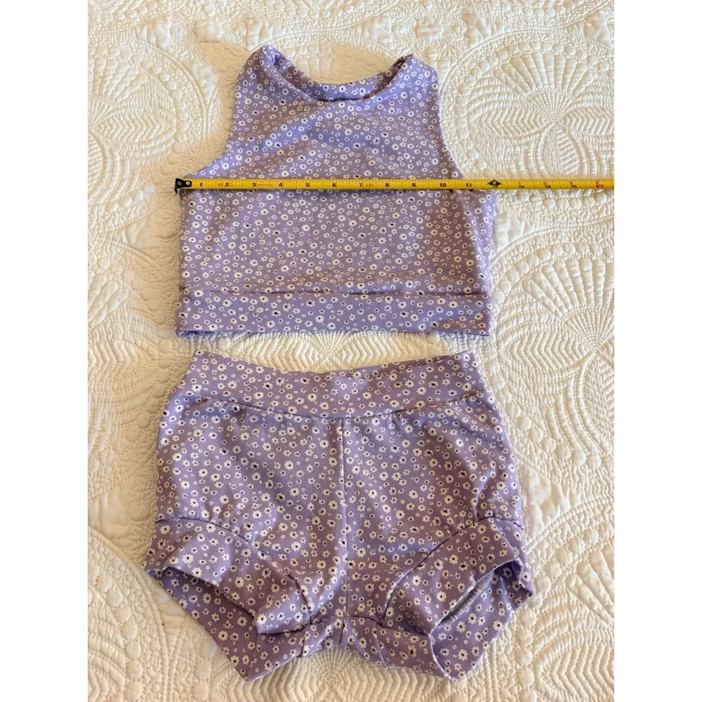 Willa B Dance Wear Little Girls Purple Floral Two-Piece Tank and Shorts Set
